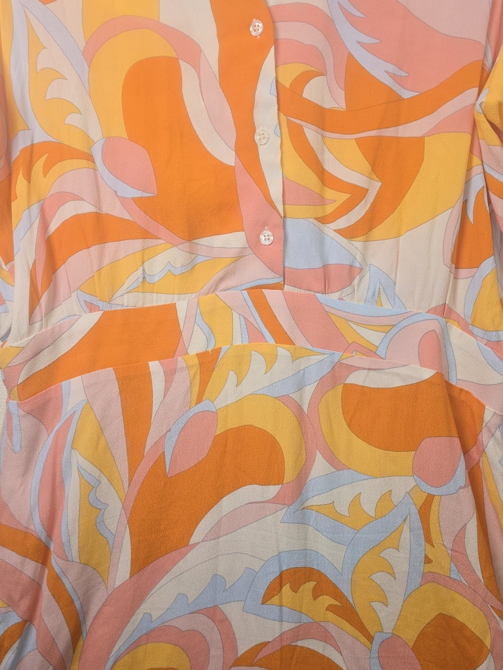 MANGO RETRO SWIRL PRINT MINI SHIRT DRESS PINK ORANGE CREAM PSYCHEDELIC 70S 8 - Picture 6 of 12